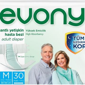 Evony Bel Bantlı Tekstil Yüzey M 30 Adet Yetişkin Hasta Bezi