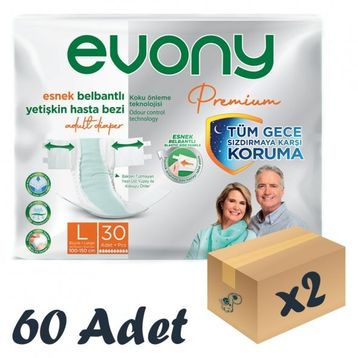 Evony Büyük (L) 60 Adet Belbantlı Yetişkin Hasta Bezi