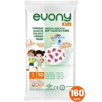 Evony Kids Elastik Kulaklı 160 Adet Maske