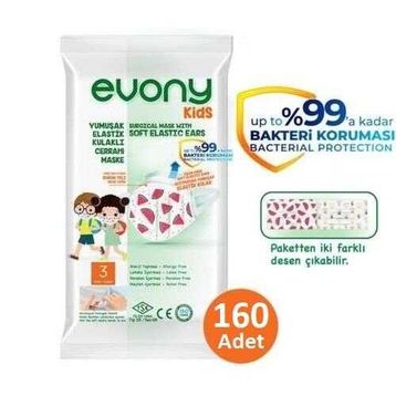 Evony Kids Elastik Kulaklı 160 Adet Maske