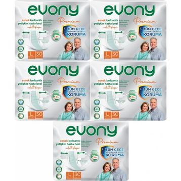 Evony Premium Yetişkin Bel Bantlı Tekstil Yüzey L 150 Adet Hasta Bezi