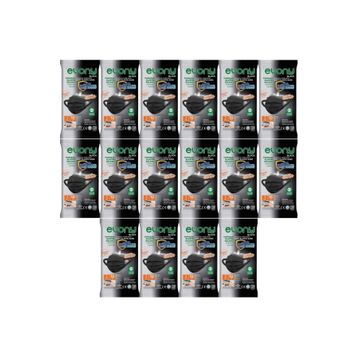 Evony Siyah Elastik Kulaklı 10x16'lı Paket Cerrahi Maske