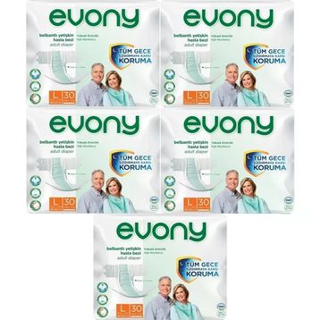 Evony Yetişkin Bel Bantlı Tekstil Yüzey L-Büyük Boy 150 Adet Hasta Bezi