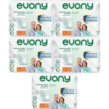 Evony Yetişkin Bel Bantlı Tekstil Yüzey L-Büyük Boy 150 Adet Hasta Bezi