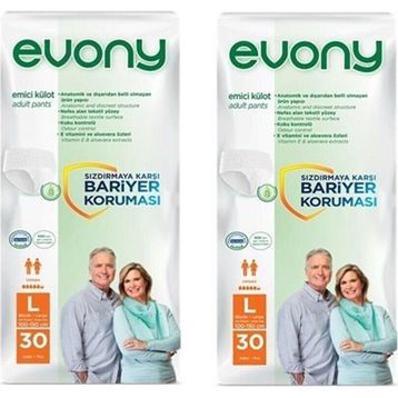 Evony Yetişkin Emici Külot L-Büyük Boy 60 Adet Hasta Bezi