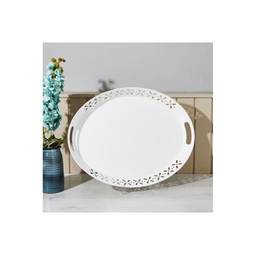 Evstyle 52x39 cm Beyaz Romantik Tepsi
