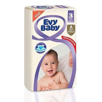 Evy Baby No:3 Midi 60 Adet Bebek Bezi