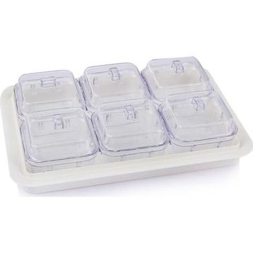 EW's Kitchenware Akrilik 6'lı Soft Beyaz Kapaklı Kahvaltılık