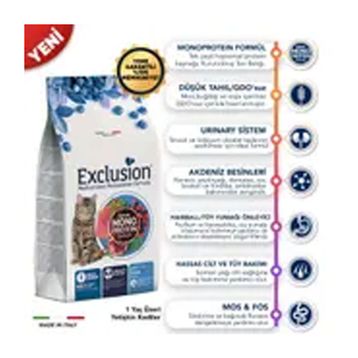 Exclusion Düşük Tahıllı Monoprotein Ton Balıklı Yetişkin 1.5 kg Kedi Maması