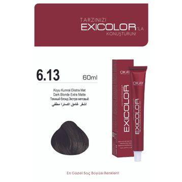 Exicolor 6.13 Koyu Kumral 60 ml Extra Mat Tüp Saç Boyası