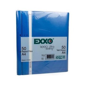 Exxo TT100 50'li Plastik A4 Mavi Telli Dosya