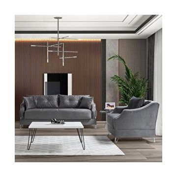 Eymense Almoda Çekyatlı Koltuk Takımı Koyu Gri 3+1 Çekyat
