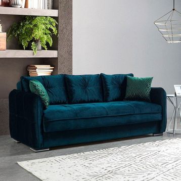 Eymense Torino Çekyatlı Yeşil Üçlü Kanepe Çekyat