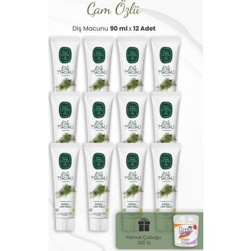 Eyüp Sabri Tuncer 12x90 ml Doğal Çam Özlü Diş Macunu + Kulak Çubuğu