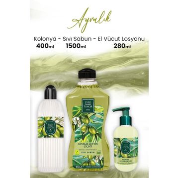Eyüp Sabri Tuncer Ayvalık Zeytin Vücut Losyonu 280 ml Kolonya 400 ml ve 1500 ml Sıvı Sabun