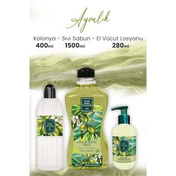 Eyüp Sabri Tuncer Ayvalık Zeytin Vücut Losyonu 280 ml Kolonya 400 ml ve 1500 ml Sıvı Sabun