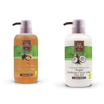 Eyüp Sabri Tuncer Doğal Hindistan Cevizi Sütlü 600 ml Duş Jeli + Doğal Argan Yağlı 600 ml Duş Jeli