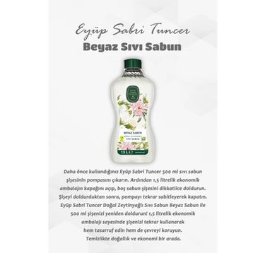 Eyüp Sabri Tuncer Doğal Zeytinyağlı 1.5 lt Sıvı Sabun Beyaz Sabun