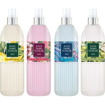 Eyüp Sabri Tuncer Japon Kiraz Çiçeği 2x150 ml Pet Şişe Kolonya + Ayvalık Zeytin Çiçeği 2x150 ml Pet Şişe Kolonya + Okyanus 2x150 ml Pet Şişe + Klasik Limon 2x150 ml Pet Şişe Kolonya