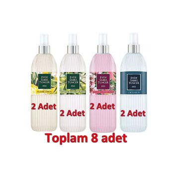 Eyüp Sabri Tuncer Japon Kiraz Çiçeği 2x150 ml Pet Şişe Kolonya + Ayvalık Zeytin Çiçeği 2x150 ml Pet Şişe Kolonya + Okyanus 2x150 ml Pet Şişe + Klasik Limon 2x150 ml Pet Şişe Kolonya