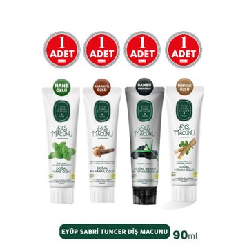 Eyüp Sabri Tuncer Nane Özlü + Karanfil Özlü + Bambu Karbonlu + Misvak Özlü 4x90 ml Diş Macunu