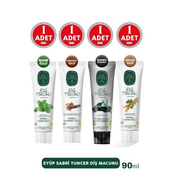 Eyüp Sabri Tuncer Nane Özlü + Karanfil Özlü + Bambu Karbonlu + Misvak Özlü 4x90 ml Diş Macunu