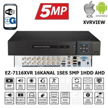 Ezcool EZ-7116XVR XVRVIEW 16CH 5MP Koaksiyel Ses