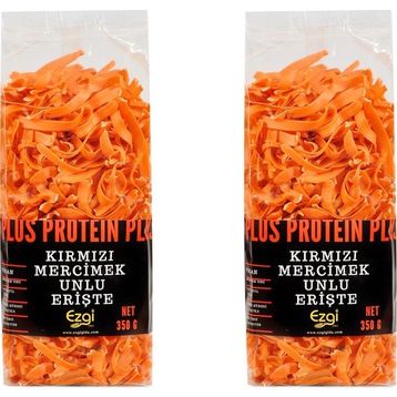 Ezgi 350 gr Kırmızı Mercimek Vegan Unlu Çubuk Makarna (2 adet)