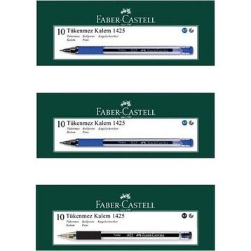 Faber Castell 1425 20 Mavi 10 Siyah İğne Uç Tükenmez Kalem