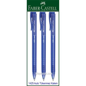 Faber Castell 1425 Auto Basmalı Mavi 3 Adet Tükenmez Kalem
