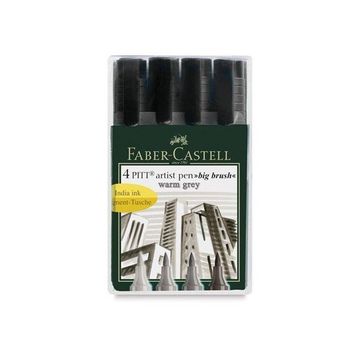 Faber Castell 167118 Pitt Big Brush 4'lü Sıcak Gri Çizim Kalemi