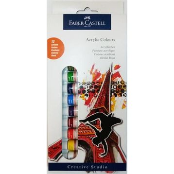Faber Castell 169501 12 Renk Akrilik Boya
