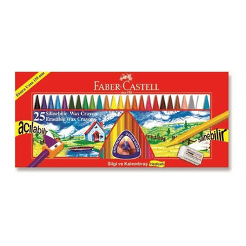 Faber Castell 25'li Wax Crayon Silinebilir Karton Kutu Pastel Boya