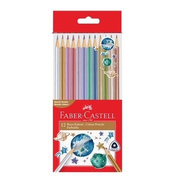 Faber Castell 5171000006000 Üçgen Metalik 12'li Kuru Boya Kalemi