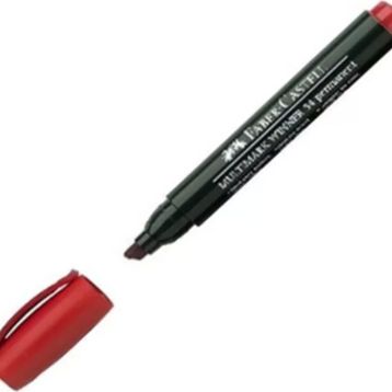 Faber Castell 54 Permanent Kesik Uç Kırmızı Markör Koli Kalemi