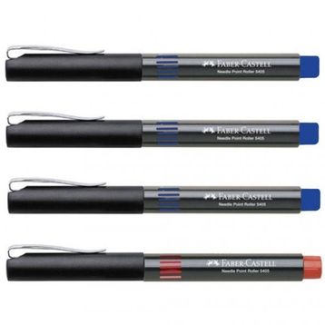 Faber Castell 5405 0.5 mm İğne Uçlu 3 Mavi ve 1 Kırmızı Roller Kalem
