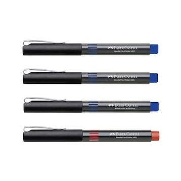 Faber Castell 5405 0.5 mm İğne Uçlu 3 Mavi ve 1 Kırmızı Roller Kalem