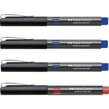 Faber Castell 5405 0.5 mm İğne Uçlu 3 Mavi ve 1 Kırmızı Roller Kalem