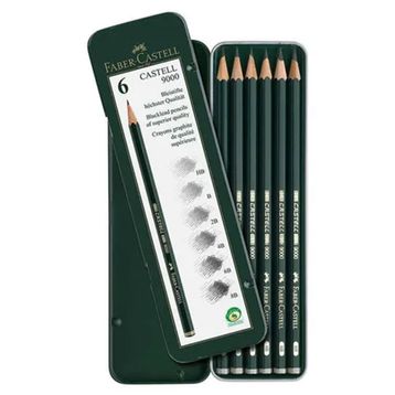 Faber Castell 6'lı Metal Kutu 9000 Seri Dereceli Kalem