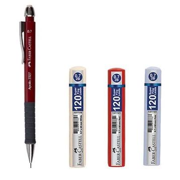 Faber Castell Apollo 0.7 Bordo Versatil Kalem ve 120'li 3 Adet 0.7 Min Uç