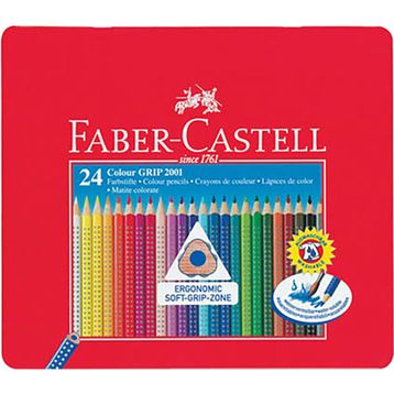 Faber-Castell Grip 2001 24 Renk Metal Kutu Kuru Boya Kalemi