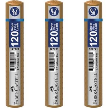 Faber Castell Grip Min 0.7 2B 60 mm 120'li Altın Tüp 3'lü Kalem Ucu