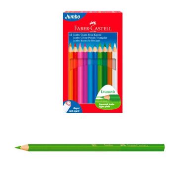 Faber Castell Karton Kutu Jumbo Tam Boy Üçgen Gövde 12 Renk Kuru Boya