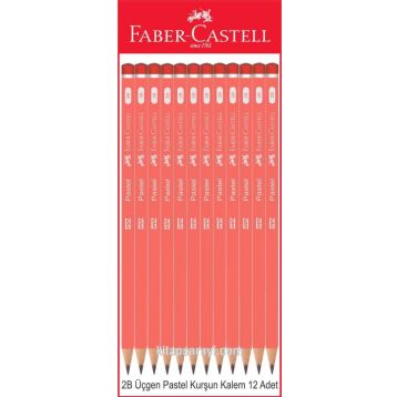 Faber Castell Üçgen 2B Kurşun Kalem Pastel Pembe 12 adet