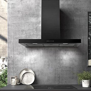 Faber T-Dark A90 NG Siyah Paslanmaz Çelik-Cam Duvar Tipi Davlumbaz
