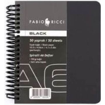Fabio Ricci Black Siyah 50 Yaprak 150 gr A6 Spiralli Çizim Defteri