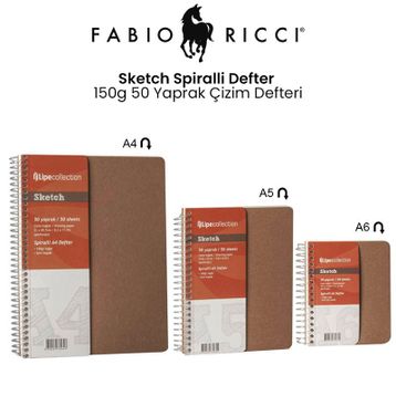 Fabio Ricci Sketch Spiralli 150 gr 50 Yaprak Çizim Defteri