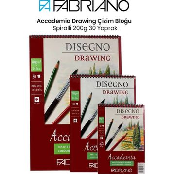 Fabriano Accademia Drawing Spiralli 200 gr 30 Yaprak Çizim Bloğu