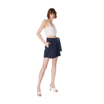 Fabrika 5003087594 Lacivert Kadın Basic Keten Şort