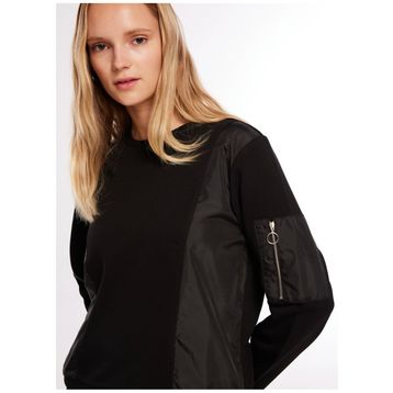 Fabrika F3WL-SWT3 Bisiklet Yaka Düz Siyah Kadın Sweatshirt
